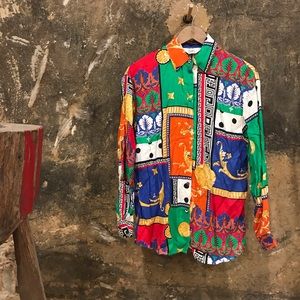 vintage button down shirt mixed print Ishyu